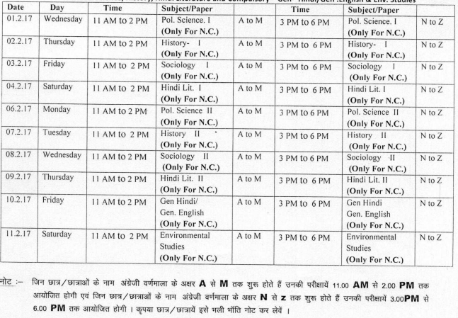 MDSU Ajmer BA 1st Year Time Table 2020 BA Part 1 Regular / Private Date ...