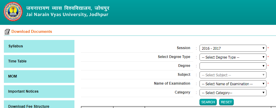 JNVU BA Time Table 2020 Regular & Private 1st 2nd 3rd Year Date Sheet PDF